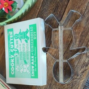 Vintage 2 in 1 Metal "Cooky" Cookie Cutter Large 8" Snowman Gingerman